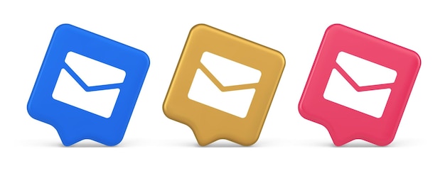 Newsletter inbox chat message button remotely communication digital notification 3d icon