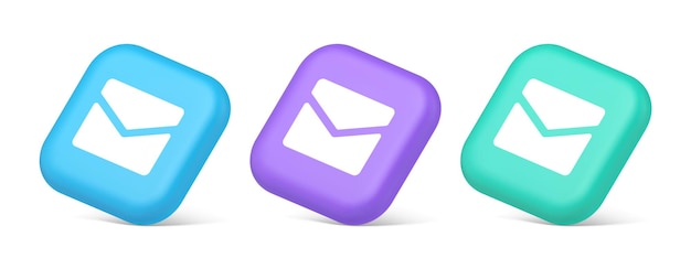 Newsletter inbox chat message button remotely communication digital notification 3d realistic icons