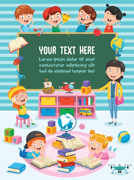 Những đứa trẻ nhỏ học tập và vui chơi tại lớp học mầm non