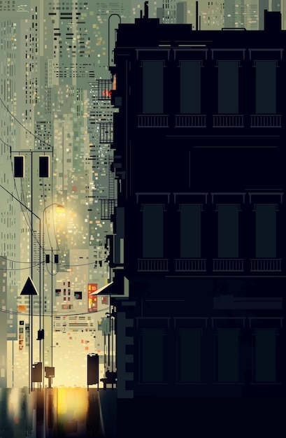 night city lights vector illustration sketch for creativity