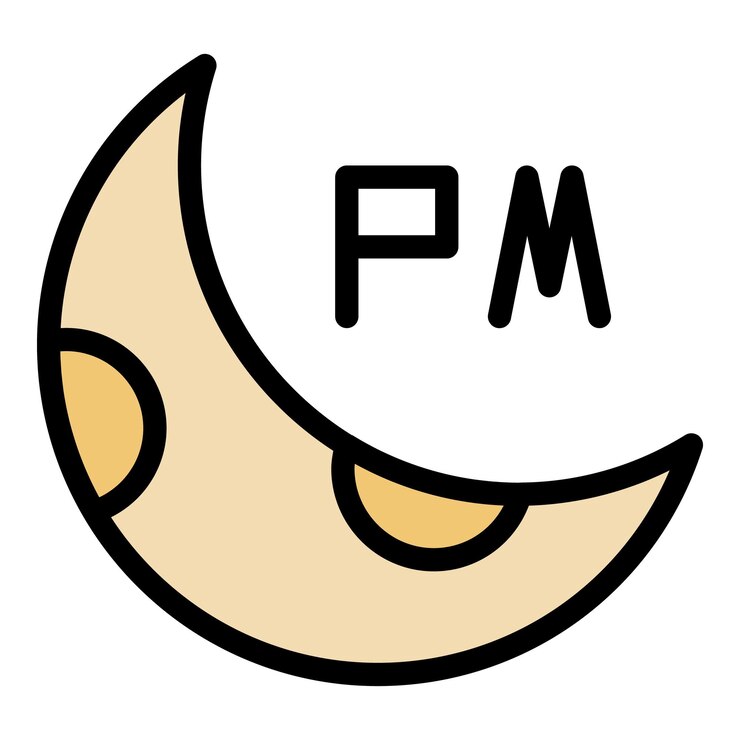 Vector night moon time icon outline vector world zone international map color flat
