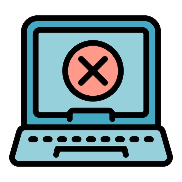 No laptop info icon outline vector Digital detox Social phone color flat