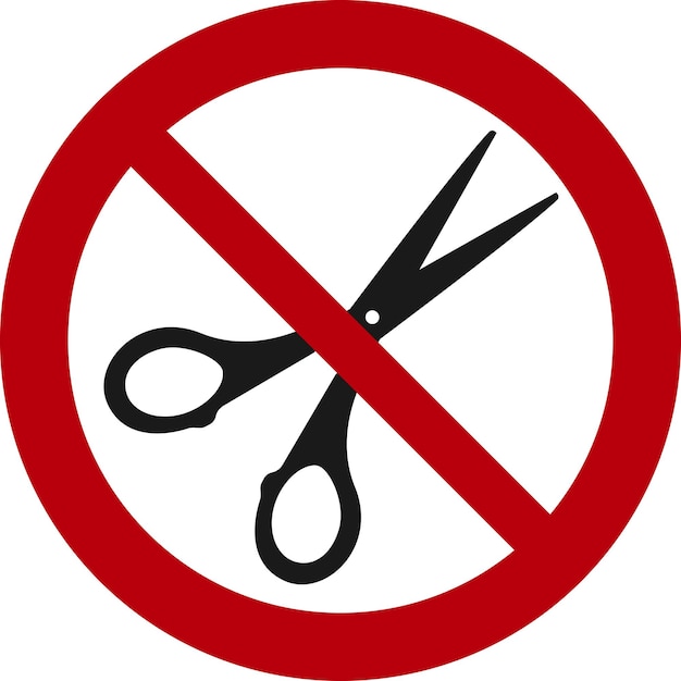 No scissors prohibition sign No sign with a scissors silhouette Vector illustration