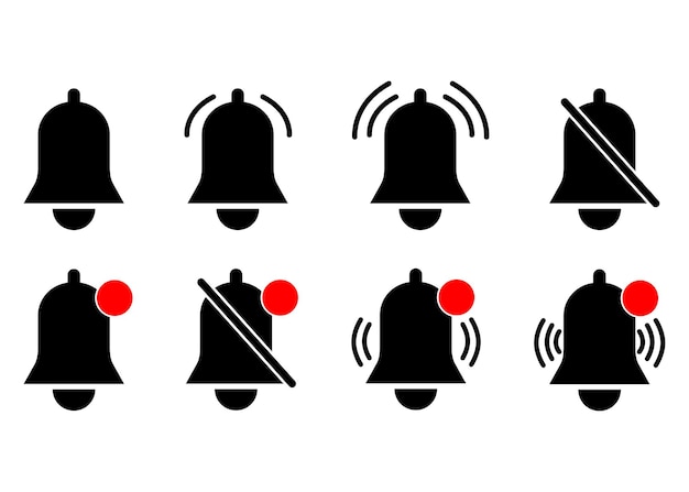 notification bell icon set incoming inbox message collection message notification web icons vector