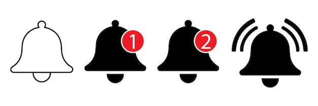 Notification Bell Icons with Various Status Indicators vector