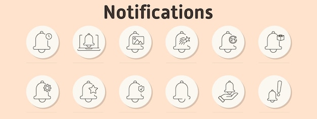 notifications set icon bell alarm clock laptop notification image alert sparkle alert 24hour reminder gift notification gear favorite alert shield notification hand with bell warning