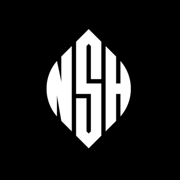 NSH circle letter logo design with circle and ellipse shape NSH ellipse letters with typographic style The three initials form a circle logo NSH Circle Emblem Abstract Monogram Letter Mark Vector