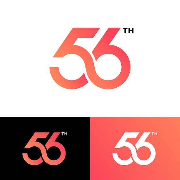 Number 56 year loop infinity symbol icon flat logo stock vector design