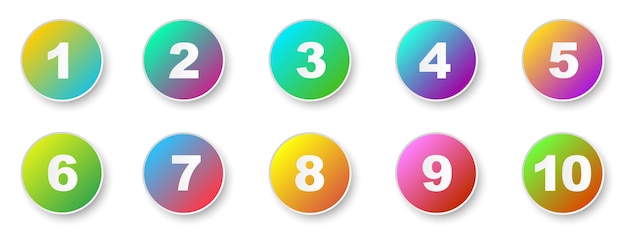 Number bullet points 1 to 10. Creative 3d markers set. Vector illustration.
