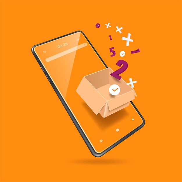 Number of orders floating in parcel box and all object floating above all smartphone screens