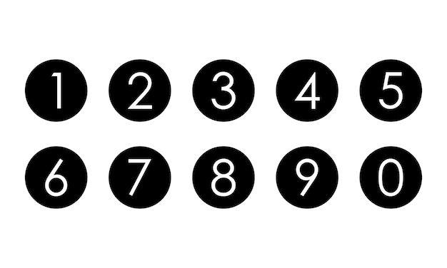 Numbers 1 through 0 in Black Circles