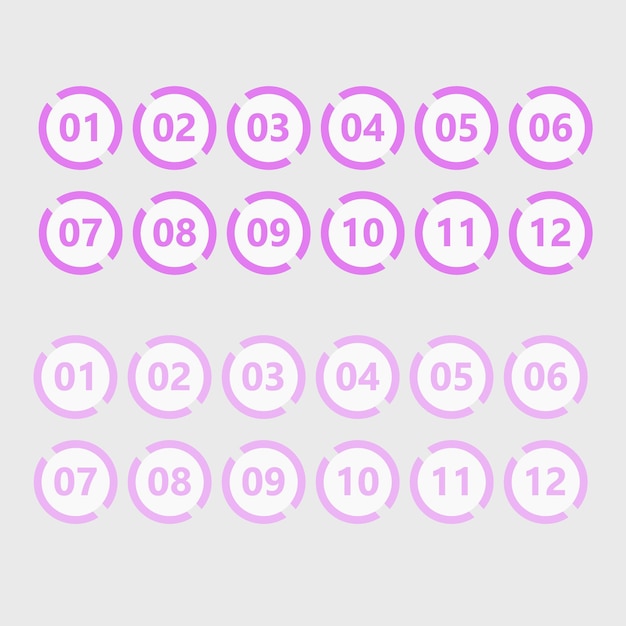 numeric bullet point in pastel color - lilac and soft lilac