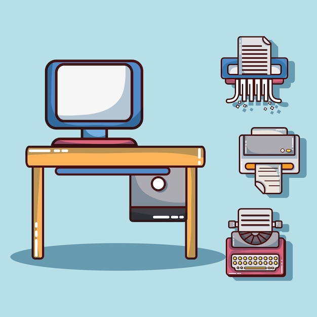 Office elements to company information strategy vector illustration