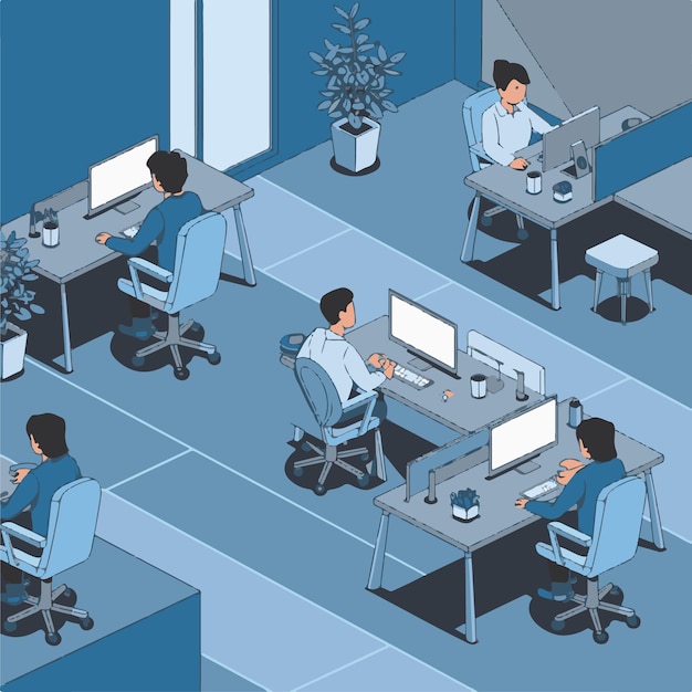 Office employees working on computers