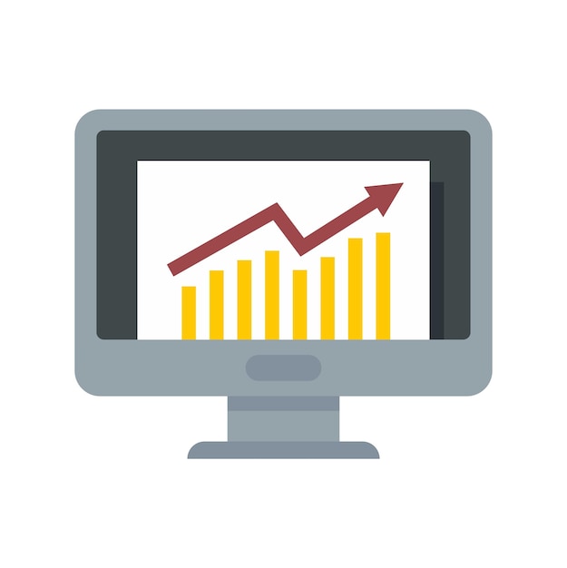 Office manager monitor graph icon Flat illustration of office manager monitor graph vector icon isolated on white background