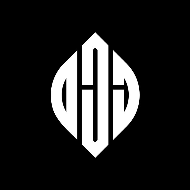 OJJ circle letter logo design with circle and ellipse shape OJJ ellipse letters with typographic style The three initials form a circle logo OJJ Circle Emblem Abstract Monogram Letter Mark Vector