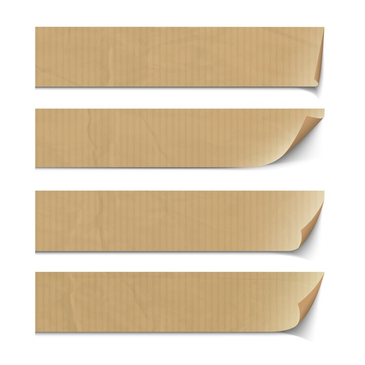 Vector old paper pieces with different bent corners and shadows
