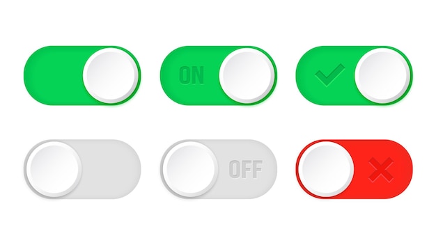 on and off toggle switch buttons open and close button icons ui switch buttons set vector