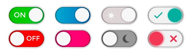 On and off web buttons design collection Vector illustration