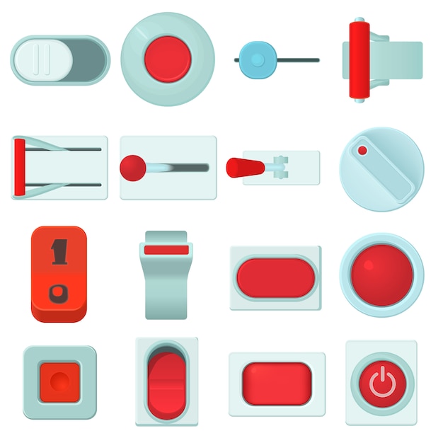 on off switch web buttons icons set