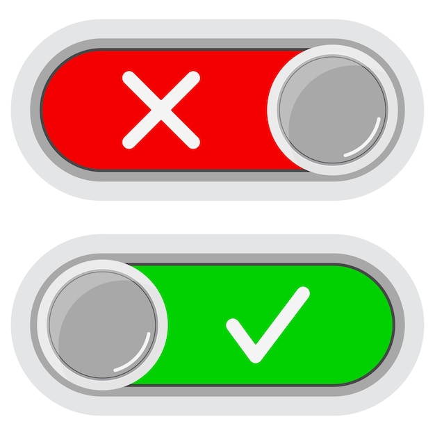 on off switches sliders buttons icon set isolated on white background.
