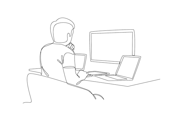 one continuous line drawing of effective and productive concept doodle vector illustration in simple linear style