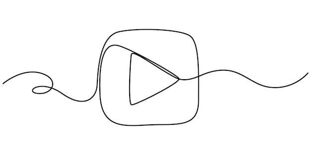 One continuous line drawing of play button Vector illustration Play Button Webpage User Interface