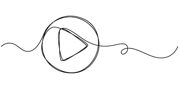 One continuous line drawing of play button Vector illustration Play Button Webpage User Interface