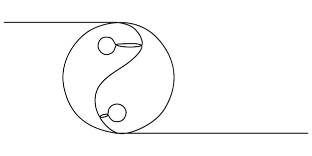 One continuous line drawing of Yin yang symbol sign Vector illustration tattoo design Yin Yang