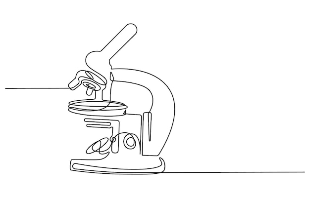 one continuous line microscope scientific instrument flat minimal icon continuous one line