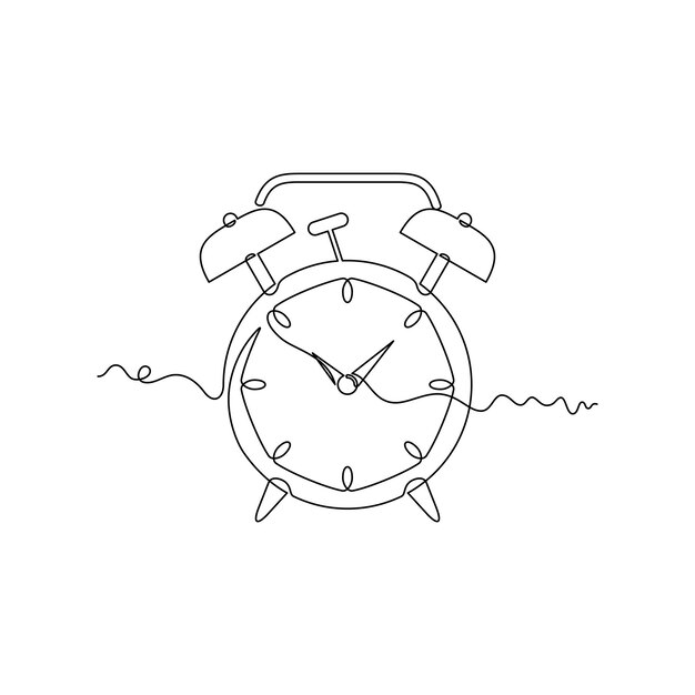 one line art alarm clock vector illustration line art one continuous line simple hand drawn
