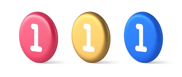 One number button finance counting panel keyboard user interface 3d realistic icons