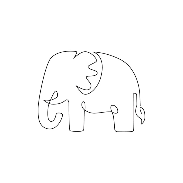 One single line drawing of big cute elephant corporate logo identity Trendy mammal zoo animal icon