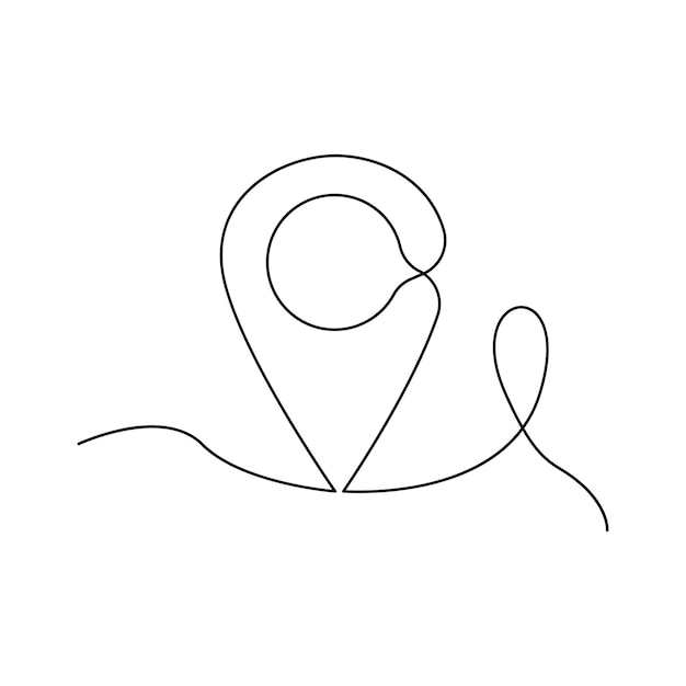 Oneline location pointers drawing and continuous singleoutlines location pin navigation point