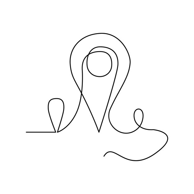 Oneline location pointers drawing and continuous singleoutlines location pin navigation point