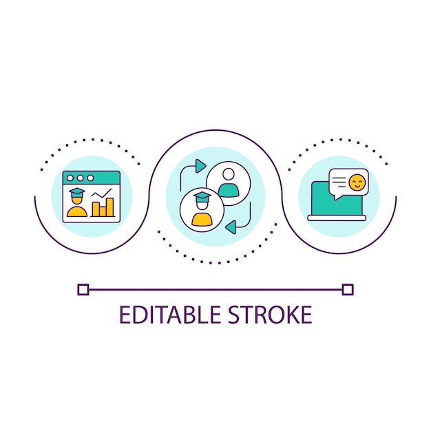 Online assessment and feedback for students loop concept icon