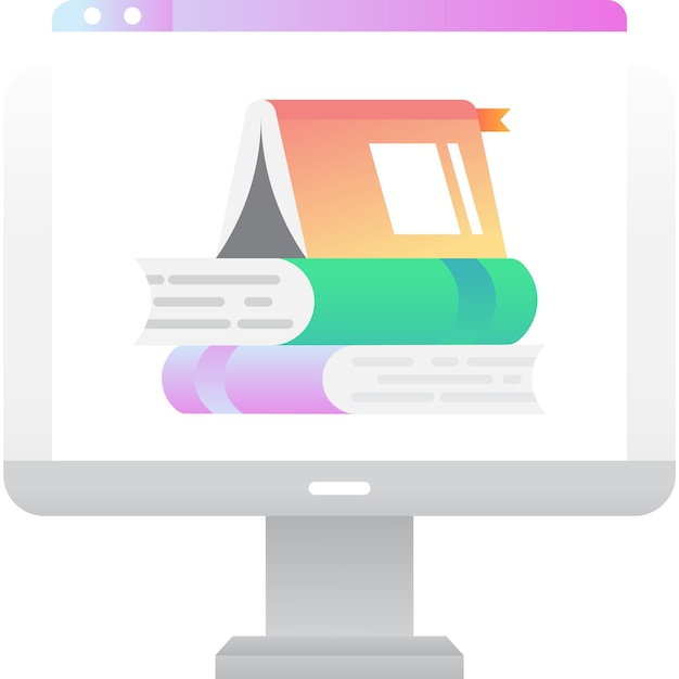 Online book on computer screen vector icon