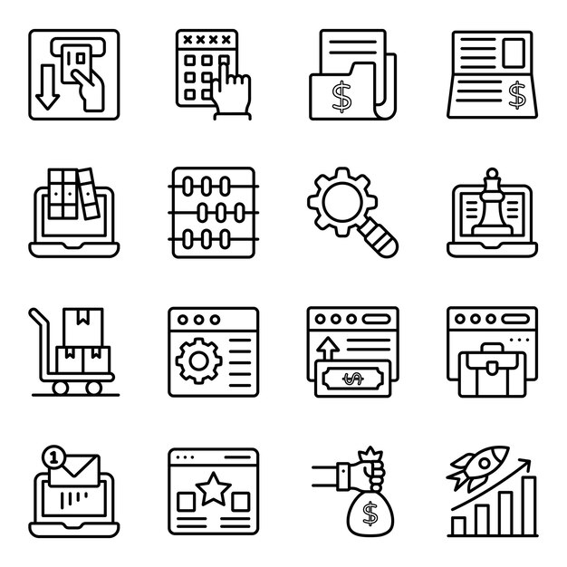 Online Business and Analytics line Icons