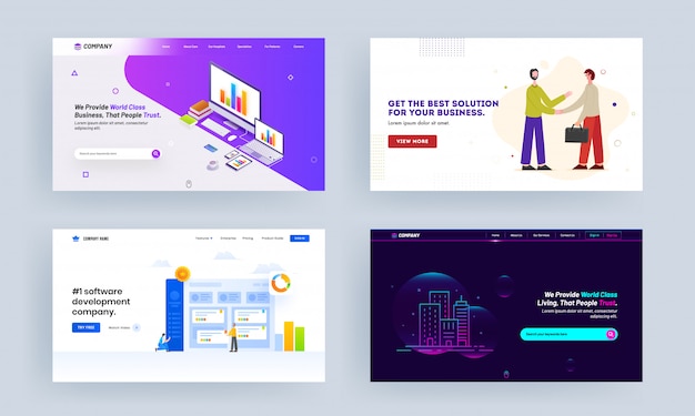 Online Business Classes, The Best Solution for Business, Software Development Company and Real Estate Concept Based Landing Page Design.