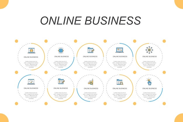 Online Business Infographics for business concept with icons pay per view Bandwidth landing page SEO