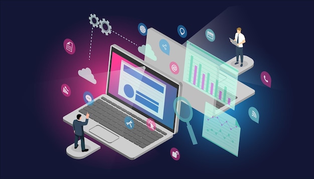 Online communication and video call  isometric website banner