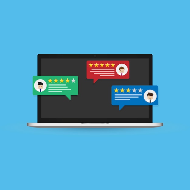online communication laptop with chat web conversation signs isolated on white interface dialog talk button application speech balloon message sms email app icon flat style design vector