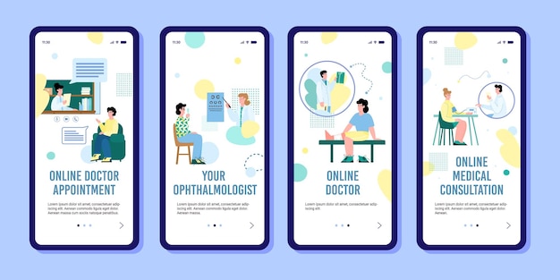 Online doctor appointment  mobile app banner set medical consultation