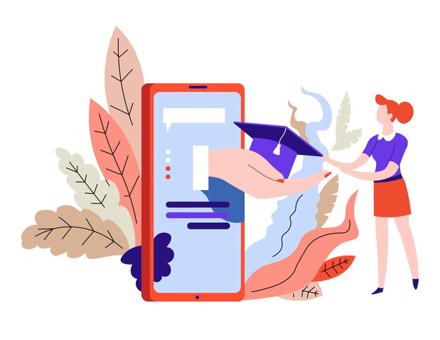 Online education through gadget or smartphone academic hat