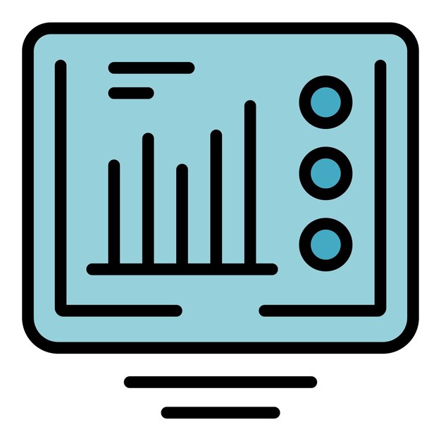 online graph icon outline vector exam test school education color flat