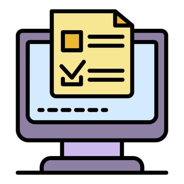 Online monitor vote icon Outline online monitor vote vector icon color flat isolated