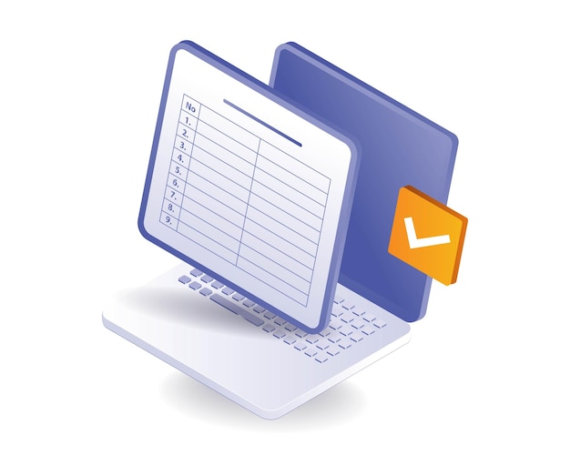 Online registration form application isometric illustration