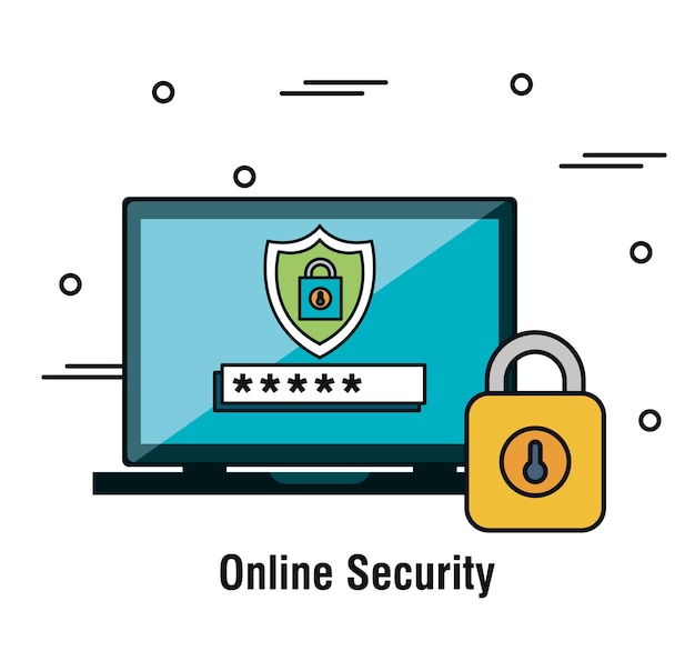 online security flat icons vector illustration design