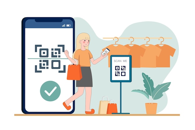 online shopping in online shops People buy dresses shirts and pants in online shops Shoppers buying on internet sale flat vector illustration