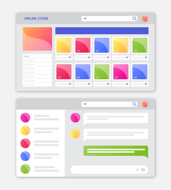 online store web interface with flat design